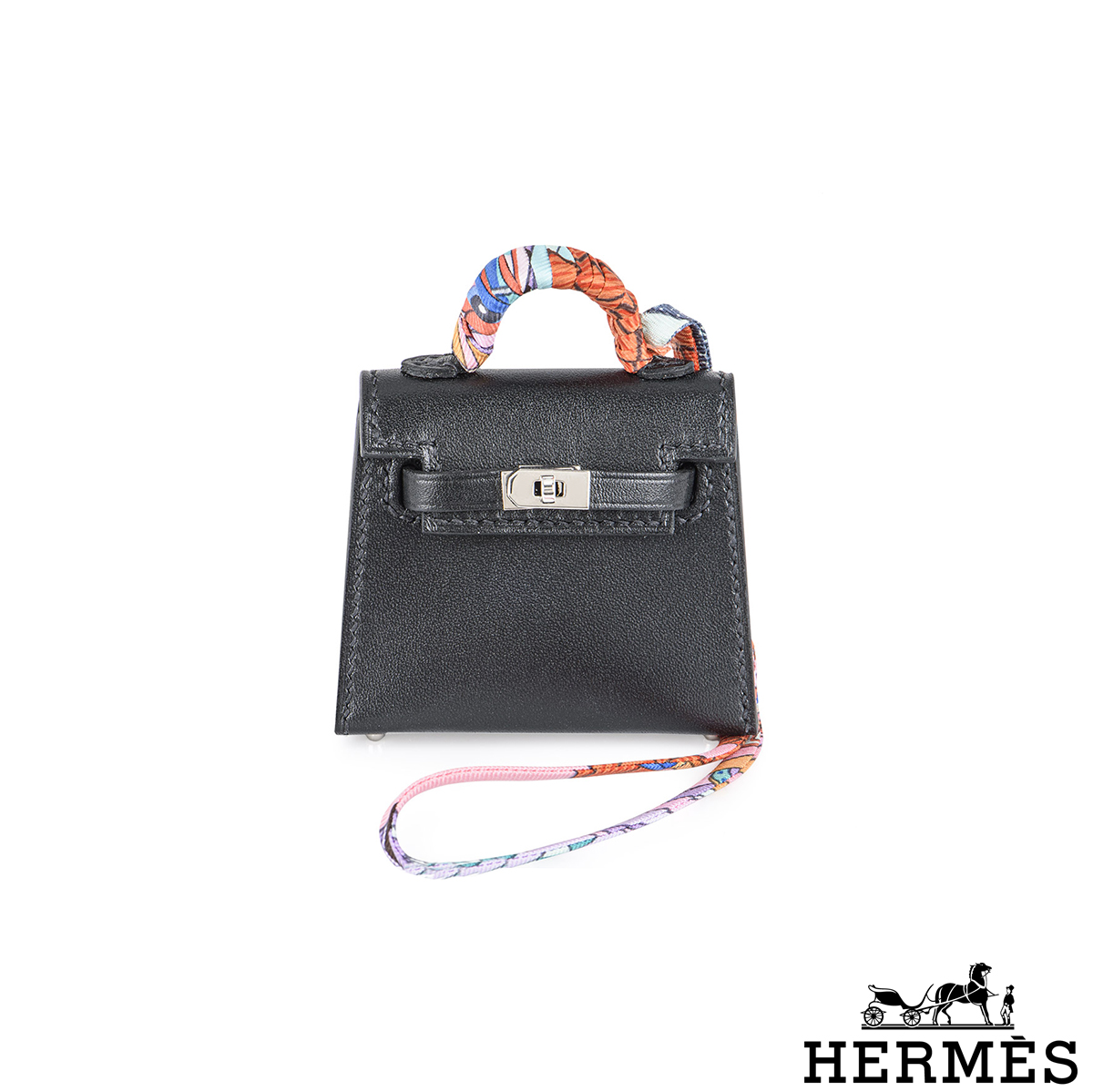 Hermès Micro Mini Kelly Twilly Charm Black Lizard GHW ○ Labellov